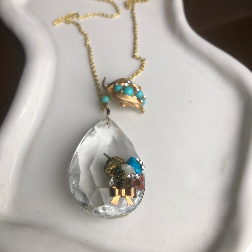 Super rare Yukako Ezoe necklace. Unicorn. Turquoise. Jewels.
